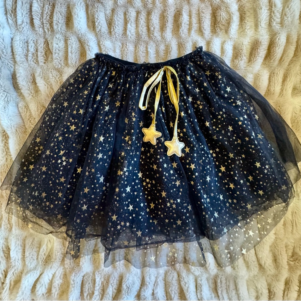 Lola + The Boys Navy Tulle Skirt with Gold Star Accents